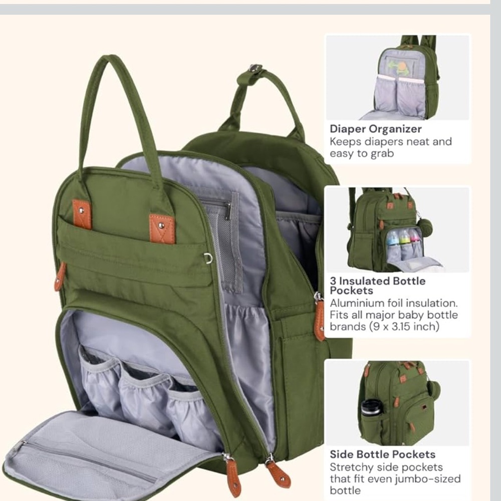 BabbleRoo Extra Large Diaper Bag Backpack - Picture 3 of 5